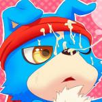 amber_eyes black_nose blue_fur cum cum_on_face cute digimon ears_down edit fur gaomon gay headband male o.- one_eye_closed open_mouth pattern_background pink_background plain_background unknown_artist
Rating: Questionable
Score: 9
User: camelot
Date: April 05, 2014