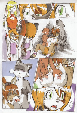 5_fingers age_difference anthro anthro_on_anthro anthro_penetrated anthro_penetrating anthro_penetrating_anthro balls big_breasts black_hooves black_tail blindfold blonde_hair blue_eyes blush bodily_fluids bottomwear bound breast_grab breast_play breasts brown_body brown_fur brown_hair brown_spots brown_tail cleavage cleavage_cutout clothed clothing cutout dipstick_tail dress ellipsis erection eyes_closed facial_markings feet fellatio female female_penetrated fingers forced forced_oral forced_partners foreskin fully_clothed fur genitals gloves_(marking) grey_body grey_fur grope group hair hand_on_breast hand_on_head hands_behind_back head_markings holding_knife holding_object hooves humanoid_genitalia humanoid_penis inside interspecies jewelry kidnapping knife larger_female larger_penetrated leg_markings licking loli looking_pleasured male male/female male_penetrating male_penetrating_female markings mask_(marking) multicolored_body multicolored_fur multicolored_tail necklace nipples nude older_female older_penetrated on_ground open_mouth oral orange_bottomwear orange_clothing orange_dress orange_hair orange_shorts penetration penile penis penis_lick ponytail purple_clothing purple_dress rape reclining reverse_forced_oral saliva scared sex short_dress shorts shota sitting size_difference smaller_female smaller_male socks_(marking) soles spots spotted_body spotted_fur spread_legs spreading standing striped_markings striped_tail stripes sweat sweatdrop tail tail_markings tears toes tongue tongue_out tongue_out_fellatio topless topwear two_tone_body two_tone_fur two_tone_tail voyeur weapon white_body white_fur white_tail young young_anthro younger_female younger_male daigaijin canid canine canis deer domestic_cat domestic_dog felid feline felis lagomorph leporid mammal procyonid rabbit raccoon comic