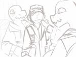 2d_animation 4:3 ?_face animated anon anthro black_and_white cigar clothing creep_(goosebumps) frame_by_frame goosebumps group hat headgear headwear human human_to_anthro lizard male mammal monochrome reptile scalie short_playtime species_transformation spinater transformation