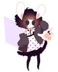 ambiguous_gender anthro black_hair cardigan clothing dress fluffy fluffy_hair hair legwear pantyhose plushie solo dreamalgia ash_kinoshita lagomorph leporid mammal rabbit digital_media_(artwork) low_res pixel_(artwork)