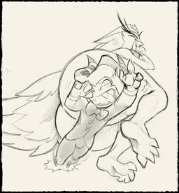 2_horns 3_fingers 4_fingers 4_toes age_difference anthro beak bent_leg big_butt big_eyes big_mouth_(anatomy) big_tail big_teeth biped black_border border bottom_heavy bottomwear bow_(feature) bow_tie butt butt_crush button_(fastener) clenched_teeth closed_smile clothed clothed/nude clothed_humanoid clothed_male clothing coat crown curved_eyebrows curved_horn dominant dominant_anthro dominant_female duo emanata eyebrows eyelashes feather_hair feathers feet female female_anthro female_on_humanoid fingers flash_emanata fully_clothed fully_clothed_humanoid fully_clothed_male half-closed_eyes headgear horn huge_butt humanoid_hands humanoid_on_anthro iris larger_anthro larger_dom larger_female long_eyelashes long_pseudo_hair looking_at_another looking_at_partner looking_down looking_down_at_another looking_down_at_partner low-angle_view lying male male/female male_humanoid male_on_anthro mature_anthro mature_female motion_lines motion_outline mouth_closed narrowed_eyes nude nude_anthro nude_female older_anthro older_dom_younger_sub older_female on_front pants plantigrade pseudo_hair pupils sharp_teeth sitting sitting_on_another size_difference smaller_humanoid smaller_male smile smiling_at_another smiling_at_partner striped_horn stripes submissive submissive_humanoid submissive_male tail tail_feathers teeth thick_thighs toes topwear worm's-eye_view younger_humanoid younger_male nondelismell hellaverse helluva_boss moxxie_(helluva_boss) stella_(helluva_boss) avian avian_demon bird bird_demon demon humanoid imp owl owl_demon 2026 digital_drawing_(artwork) digital_media_(artwork) greyscale hi_res monochrome sketch