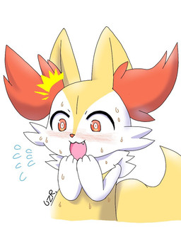 3_fingers :3 ambiguous_anthro ambiguous_gender anthro arm_tuft biped blush bodily_fluids cheek_tuft cute_fangs emanata facial_tuft fangs fingers flying_sweatdrops front_view fur hands_together inner_ear_fluff multicolored_body multicolored_fur nude_ambiguous nude_anthro open_:3 open_mouth orange_body orange_eyes orange_fur orange_inner_ear_fluff orange_nose shocked shoulder_tuft solo sweat sweatdrop tail teeth tuft white_body white_fur wide_eyed yellow_body yellow_fur yellow_tail quail_00n0 nintendo pokemon braixen canid generation_6_pokemon mammal pokemon_(species) 2020 3:4 colored digital_drawing_(artwork) digital_media_(artwork) half-length_portrait japanese_description portrait shaded signature