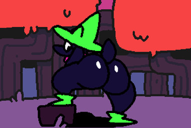 anthro big_butt black_body black_fur bottomless butt clothed clothing femboy fur green_clothing hat headgear headwear magic_user male male_anthro shota solo twerking wizard_hat young young_anthro young_male superiorfox deltarune undertale_(series) ralsei bovid caprine darkner goat mammal 2021 animated digital_media_(artwork) loop young_(lore)