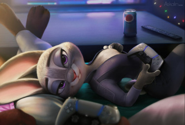 anthro beverage_can christmas_decorations christmas_lights clothed clothing coffee_table controller crossed_legs duo electronics female furniture game_controller head_on_lap jacket lying male male/female on_lap on_model pillow playstation_controller seductive sofa table television topwear tv_remote unzipping_jacket askalin disney pepsi playstation sony_corporation sony_interactive_entertainment zootopia judy_hopps nick_wilde canid canine european_rabbit fox lagomorph leporid mammal oryctolagus rabbit red_fox true_fox 2026 digital_media_(artwork) hi_res