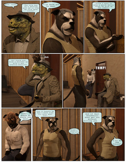 basement border clothing dialogue door eyewear goons group hat headgear headwear inside jacket male shirt speech_bubble sunglasses tank_top text thugs topwear trio unfinished_basement white_border perturbedmania american_bulldog bulldog canid canine canis domestic_dog lizard mammal mastiff molosser reptile scalie 3d_(artwork) comic daz_studio_(artwork) digital_media_(artwork) english_text hi_res