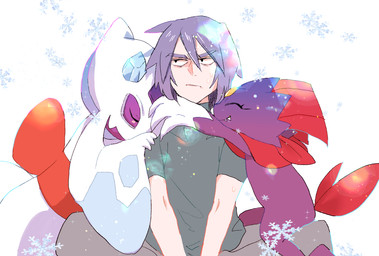 ambiguous_anthro ambiguous_gender anthro cute_fangs eyelashes eyes_closed fangs female female_humanoid fighting_over_boy frown group grumpy happy hug looking_aside male male_human semi-anthro simple_background sitting snow snowflake snowing teeth v-shaped_eyebrows imaaao3o nintendo pokemon paul's_froslass paul's_weavile paul_(pokemon) froslass generation_4_pokemon human humanoid mammal pokemon_(species) weavile digital_drawing_(artwork) digital_media_(artwork)