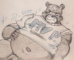 anthro belly blush clothing male navel overweight overweight_anthro overweight_male shirt solo topwear matchaijuice animal_crossing nintendo curt_(animal_crossing) bear mammal 2021 hi_res sketch