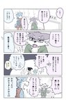 absurd_res anthro aranami_kujira blue_body blue_fur brown_tail_(artist) canid canine clothed clothing comic eyewear feet fox fully_clothed fur glasses group hi_res hybrid japanese_text locker_room male mammal nezuki_koto purple_body purple_fur talons text toes translation_request