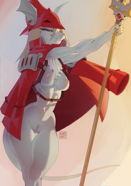 anthro blonde_hair blue_eyes breasts female genitals grey_body hair melee_weapon nude polearm pubes slim slim_anthro slim_female small_waist solo spear vulva weapon wide_hips ansart final_fantasy final_fantasy_ix square_enix freya_crescent burmecian mammal mouse murid murine rodent absurd_res hi_res