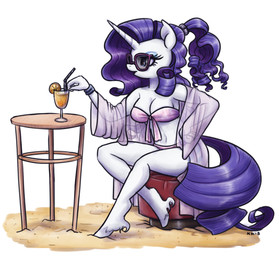 anthro bare_shoulders beach bikini blue_eyes bracelet breasts cleavage clothed clothing container cup drinking_glass eyeshadow eyewear female fur furniture glass glass_container glass_cup hair hooves horn impatient jewelry long_hair makeup ponytail purple_hair sand simple_background sitting solo strapless_bikini strapless_clothing strapless_swimwear sunglasses swimwear table translucent translucent_clothing tropical_beverage two-piece_swimsuit unguligrade waiting white_background white_body white_fur king-kakapo friendship_is_magic hasbro my_little_pony mythology rarity_(mlp) equid equine mammal mythological_creature mythological_equine unicorn 2018