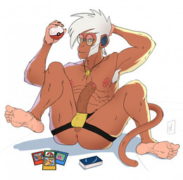 5_fingers 5_toes anthro anus areola armpit_hair balls body_hair bulge card clothed clothing erection eyewear feet fingers foreskin fur genitals glasses hair hand_behind_head holding_object holding_pokeball humanoid_feet humanoid_genitalia humanoid_penis jockstrap jockstrap_only male nipples nude partially_retracted_foreskin pecs penis plantigrade pokeball round_glasses simple_background sitting soles solo spread_legs spreading standard_pokeball tail toes topless topless_anthro topless_male underwear underwear_only wearing_glasses nevets nintendo pokemon generation_4_pokemon infernape mammal pokemon_(species) primate digital_media_(artwork) hi_res