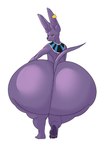 annoyed anthro big_butt butt butt_focus ear_piercing ear_ring hairless huge_butt hyper hyper_butt looking_at_viewer looking_back looking_back_at_viewer male nude piercing purple_body raised_tail rear_view ring_piercing simple_background solo tail rblxeevee dragon_ball dragon_ball_super beerus domestic_cat felid feline felis hairless_cat mammal sphynx_(cat) 2025 hi_res