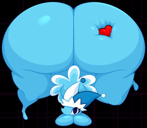 anthro ass_up big_butt black_eyes blue_body blue_clothing blue_dress blue_skin butt clothing dress eyelashes female fool's_hat geometric_background grid_background hat headgear headwear heart_symbol huge_butt huge_thighs hyper hyper_butt ineffective_clothing looking_at_viewer pattern_background simple_background snout solo soul thick_thighs ekkokenight deltarune undertale_(series) darkner mizzle_(deltarune) soul_(undertale) 2025 absurd_res digital_media_(artwork) hi_res