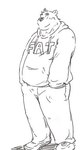 anthro bottomwear clothing hoodie kemono male overweight overweight_male pants simple_background solo text text_on_clothing text_on_hoodie text_on_topwear topwear white_background n_gata21 fat_hoodie meme_clothing bear mammal 2015 low_res meme monochrome sketch