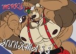 5_fingers anthro big_muscles big_pecs black_nipples card_template clothed clothing fingers flexing holding_object huge_muscles huge_pecs hyper hyper_muscles looking_at_viewer male mistletoe muscular muscular_anthro muscular_male nipples overalls pecs plant postcard smile solo text topless vein veiny_muscles yin_yang fierglief mammal 2018 english_text hi_res