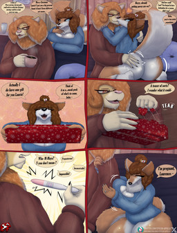 accessory anthro arm_hug bangs beverage big_breasts big_butt black_nose blue_clothing blue_eyes blue_sweater blue_topwear bodily_fluids bottomless bottomless_female breast_squish breasts brown_body brown_fur brown_hair butt butt_grab butt_squish chest_tuft christmas_present cleavage clothed clothing coffee coffee_mug colored_nails container countershade_butt countershade_ears countershade_face countershade_legs countershade_tail countershading crying cup curtains dialogue digit_ring duo ear_piercing ear_ring early_pregnancy eyewear female fluffy fluffy_tail freckles fur furniture gift glasses glistening glistening_breasts glistening_butt hair hair_accessory hair_bun hairpin hand_on_breast hand_on_butt hand_on_shoulder highlights_(coloring) holding_container holding_cup holding_mug holding_object holidays hug huge_breasts huge_butt husband_and_wife inner_ear_fluff inside interspecies interspecies_pregnancy japanese_flag jewelry leaning leaning_forward long_hair male male/female mane married_couple motion_lines mug nails neck_tuft nose_to_nose on_lap orange_body orange_fur orange_hair orange_mane painting_(object) piercing pillow pink_nose pregnancy_test pregnant pregnant_anthro pregnant_female red_clothing red_eyes red_sweater red_topwear ring ring_piercing romantic romantic_couple smile sofa sparkles squish steam subscribestar_logo surprised sweater sweater_only tail tan_body tan_fur tears tears_of_joy text thick_thighs topwear topwear_only tuft twitter_handle twitter_logo vase wearing_glasses wedding_ring white_body white_fur wide_hips yellow_body yellow_fur stylish_apollo christmas subscribestar twitter laurence_halkavich maya_halkavich canid canine canis domestic_dog felid husky lion mammal nordic_sled_dog pantherine spitz comic english_text hi_res one_page_comic story story_in_description