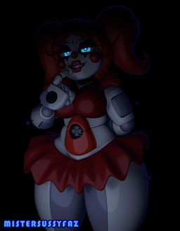 blue_eyes bottomwear bra clothing clown clown_costume clown_makeup clown_nose eyelashes female female/female finger_to_mouth glowing glowing_eyes hair hands_behind_back lipstick long_eyelashes looking_at_viewer looking_pleasured machine makeup orange_hair red_lipstick seductive skirt solo thick_thighs underwear white_body wide_hips mistersussyfaz five_nights_at_freddy's scottgames circus_baby_(fnaf) animatronic humanoid robot absurd_res hi_res
