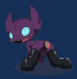 anal anal_penetration balls buttplug buttplug_in_ass buttplug_insertion clothing gem gem_eyes genitals jewel_buttplug legwear looking_at_viewer looking_back male not_furry object_in_ass penetration plug_(sex_toy) plug_insertion sex_toy sex_toy_in_ass sex_toy_insertion simple_background smile solo stockings teeth transparent_background vulapa nintendo pokemon generation_3_pokemon humanoid imp pokemon_(species) sableye alpha_channel hi_res