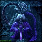 anthro big_penis black_body black_penis black_skin bodily_fluids collar cum cum_inside cum_on_ground cum_while_penetrated duo feet foot_fetish foot_play footjob footjob_while_penetrating genital_fluids genitals humanoid_feet larger_male long_penis male male/male penetration penis plantigrade purple_body purple_penis purple_skin sex sharp_tail size_difference small_dom_big_sub smaller_male wrinkled_feet wrinkles thekidxeno chocoscorner_(modeler) alien_(franchise) snakehead404 x3no alien xenomorph absurd_res hi_res