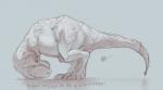 ambiguous_gender cartwheel feral humor looking_down side_view solo tail lord-phillock dinosaur prehistoric_species reptile scalie theropod tyrannosaurid tyrannosauroid tyrannosaurus tyrannosaurus_rex 2014 monochrome sketch