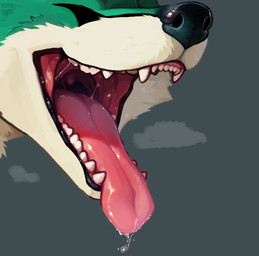 anthro bodily_fluids drooling fur green_body green_fur male mouth_shot open_mouth saliva solo tan_body tan_fur teeth teeth_showing tongue tongue_out vore_implied vespenstudios zinnknorvier canid canine fennec_fox fox mammal true_fox absurd_res hi_res