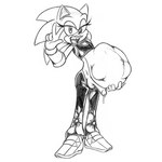 abdominal_bulge anthro balls belly big_belly bodily_fluids clothed clothing crossdressing eyelashes eyeshadow femboy feminization genital_fluids genitals hyper hyper_pregnancy makeup male penis precum pregnant pregnant_anthro pregnant_male solo killboo sega sonic_the_hedgehog_(series) sonic_the_hedgehog eulipotyphlan hedgehog mammal 1:1 hi_res monochrome