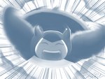 ambiguous_gender eyes_closed falling happy looking_at_viewer motion_lines open_mouth solo tail teeth text umikit nintendo pokemon generation_1_pokemon pokemon_(species) snorlax 2012 4:3 artist_name digital_media_(artwork) english_text hi_res monochrome