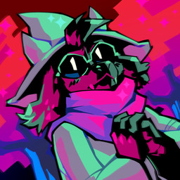 ambiguous_gender black_body black_fur clothing eyewear fangs fur glasses hat headgear headwear scarf solo teeth krooked_glasses deltarune undertale_(series) ralsei bovid caprine darkner goat mammal 1:1 2018 hi_res restricted_palette
