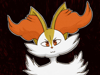 :3 anthro arm_tuft cosmic_background fur inner_ear_fluff markings multicolored_body multicolored_fur red_body red_eyes red_fur shoulder_tuft smile smug solo space space_background tuft white_body white_fur yellow_body yellow_fur halfbaked-hope nintendo pokemon braixen generation_6_pokemon pokemon_(species) 4:3 absurd_res hi_res