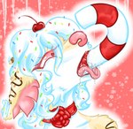 anthro asphyxiation bodily_fluids bow_ribbon candy candy_cane cherry chocolate choking curled_hair dairy_products dessert dessert_wolf fangs female fluffy fluffy_ears food fruit fur hair heart_eyes heart_symbol holidays ice inner_ear_fluff licking narrowed_eyes plant ribbons saliva saliva_on_tongue saliva_string snout snow snowflake snowing solo sparklefur sprinkles sprinkles_in_hair sucking syrup teeth tongue tongue_out tuft whipped_cream darkness35wolf christmas cream_(darkness35wolf) canid canine canis mammal wolf digital_drawing_(artwork) digital_media_(artwork) hi_res shaded soft_shading