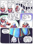 2016 aftertale animated_skeleton bone boots bottomwear clothing comic dialogue ellipsis english_text footwear gloves handwear jacket loverofpiggies not_furry pants papyrus_(undertale) plant question_mark sans_(undertale) scarf shoes skeleton slippers teeth text topwear tree undead undertale undertale_(series)