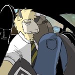 anthro butt car duo eyebrows fangs inside_car inside_vehicle male necktie teeth thick_eyebrows vehicle meko_(artist) he_wants_to_order lammy_(meko) bovid canid canine canis caprine hybrid hyena mammal sheep sheep-wolf wolf 1:1 hi_res meme