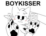 4_fingers :3 anthro blush blush_lines cheek_tuft claws facial_tuft fingers fluffy fluffy_shoulders fur half-closed_eyes humor looking_at_viewer male narrowed_eyes pawpads pose shitpost smile smiling_at_viewer solo text tuft white_body white_fur blaki_raiper boy_kisser_(meme) mr_beast_(meme) silly_cat_(mauzymice) domestic_cat felid feline felis mammal digital_media_(artwork) english_text meme monochrome reaction_image