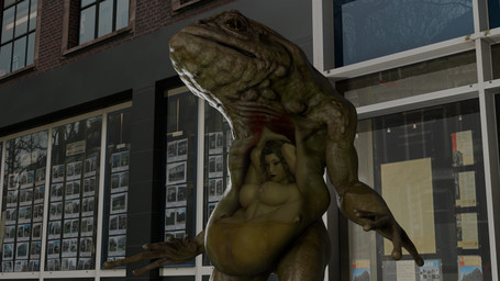 abdominal_bulge anthro anthro_pred big_breasts bodily_fluids breasts duo female female_prey genitals green_body green_skin human_prey internal male male_pred monster_pred nipples nude stomach_acid vore vulva nyxakira amphibian frog human mammal monster 16:9 3d_(artwork) digital_media_(artwork) hi_res widescreen