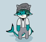 anthro beanie clothing countershade_arms countershade_tail countershading female green_hair hair hat headgear headwear looking_at_viewer owo simple_background smile solo tail teal_body giannipapetti piper_(giannipapetti) blacktip_reef_shark carcharhinus fish marine reef_shark requiem_shark shark 2023 animated colored digital_drawing_(artwork) digital_media_(artwork) short_playtime