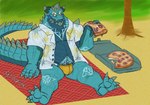 aloha_shirt anthro beach belly claws clothing eating food green_body horn male musclegut muscular pattern_clothing pattern_shirt pattern_topwear pecs pizza seaside shirt solo speedo swimwear tail topwear dragon94fish lifewonders mythology tokyo_afterschool_summoners cipactli_(tas) dragon mythological_creature mythological_scalie scalie hi_res