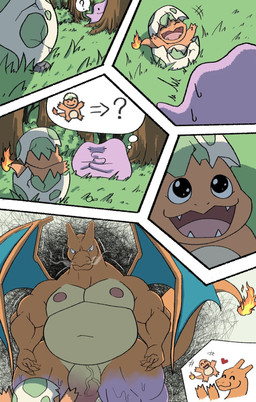 anthro duo egg genitals male muscular muscular_male open_mouth overweight penis pokemon_egg young gomdeby2 nintendo pokemon charizard charmander ditto_(pokemon) generation_1_pokemon pokemon_(species) 2026 comic hi_res