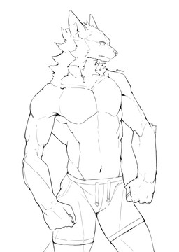 anthro athletic athletic_male biped bottomwear clothed clothed_anthro clothed_male clothing drawstring_bottomwear drawstring_shorts fist front_view fur head_turned looking_aside male mouth_closed navel pose shorts shorts_only simple_background snout solo text topless topless_anthro topless_male white_background kuromonsart canid mammal 2023 artist_name black_and_white digital_drawing_(artwork) digital_media_(artwork) english_text hi_res monochrome portrait sketch three-quarter_portrait