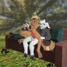 3d_background anal anthro brown_body brown_fur duo fur furniture long_tongue low_poly male male/male sofa tongue white_body white_fur vapor_towers jules_hopper_(vapor_towers) amphibian bovid canid canine caprine frog goat mammal toad_(frog) 1:1 3d_(artwork) blender_(artwork) digital_media_(artwork) hi_res mixed_media tagme