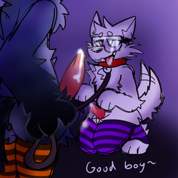 anthro arctic astyuwu avian_arms avian_butt big_butt bodily_fluids butt clothing collar cum cum_drip cum_in_mouth cum_inside cum_on_face cum_on_penis dripping duo eyewear eyewear_on_head feathers genital_fluids genitals goggles goggles_on_head goggles_on_headwear good_boy kneeling kneeling_on_ground kneeling_oral_position kneeling_sex knot knotted_penis leash leash_pull leashed_collar leashed_top legwear male male/male penis pubes sex stockings tail text thick_penis thick_thighs thigh_highs wide_hips arctic_fox avian bird canid canine corvid fox hybrid jackdaw mammal oscine passerine true_fox 1:1 absurd_res english_text hi_res
