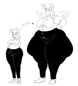 anthro clothing collared_shirt dress_shirt female growth horn huge_thighs hyper hyper_thighs nipple_outline shirt simple_background solo thick_thighs topwear wings doordoordoordoor friendship_is_magic hasbro my_little_pony mythology twilight_sparkle_(mlp) equid equine mammal mythological_creature mythological_equine unicorn winged_unicorn hi_res