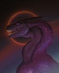 eclipse feral fur horn male pink_eyes purple_body purple_fur purple_horn solo teeth reymur european_mythology mythology wyvusk dragon furred_dragon furred_scalie mythological_creature mythological_scalie scalie western_dragon wyvern hi_res