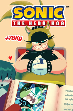 anthro before_and_after belly big_belly big_breasts blush bodily_fluids book bracelet breasts chair clenched_teeth clothing crop_top digit_ring duo eyelashes female female_focus finger_ring first_person_view front_view fur furniture gloves green_body green_fur green_hair grin hair hands_together handwear heart_symbol jewelry logo looking_at_another love male metric_unit narrowed_eyes nervous nervous_smile obese obese_anthro obese_female one_eye_half-closed overweight overweight_anthro overweight_female sharp_teeth shirt simple_background sitting smile solo_focus stated_weight sweat sweatdrop tan_background teeth thick_eyelashes topwear weight_conscious weight_gain tonisk idw_publishing sega sonic_the_hedgehog_(comics) sonic_the_hedgehog_(idw) sonic_the_hedgehog_(series) kitsunami_the_fennec surge_the_tenrec afrosoricid canid canine fennec_fox fox mammal tenrec true_fox 2023 cover cover_art digital_drawing_(artwork) digital_media_(artwork) hi_res redraw