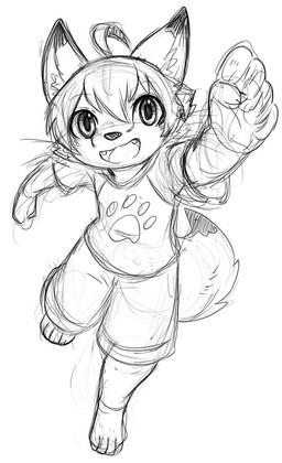 4_toes anthro barefoot bottomwear claws clothed clothing fangs feet front_view glistening glistening_eyes hair male open_mouth open_smile paws shirt short_hair shorts simple_background smile solo t-shirt teeth toes topwear unsigned penguinexperience canid mammal full-length_portrait monochrome portrait sketch