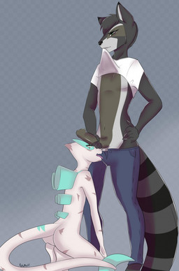 anthro body_worship duo femboy genitals kneeling licking male male/male master oral penile penis penis_lick scar sex tail tongue tongue_out rokumaki nintendo pokemon razor_riptide_reaper sunshine_light demon generation_2_pokemon hybrid hybrid_pokemon legendary_pokemon lugia mammal pokemon_(species) procyonid raccoon hi_res