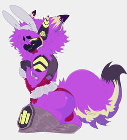 anthro big_butt blush bow_ribbon bow_tie bulge bulge_from_behind butt clothed clothing fake_ears fake_rabbit_ears lingerie looking_at_viewer machine male side_view skimpy solo v4mp1333 zombvie00 protogen 2023 absurd_res digital_drawing_(artwork) digital_media_(artwork) hi_res shaded signature simple_shading
