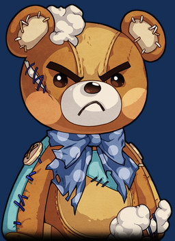 ambiguous_gender angry boss broken_body damaged plushie possessed_inanimate rag_doll_(toy) simple_background teddy_bear transparent_background unknown_artist mabinogi animate_inanimate alpha_channel low_res official_art portrait