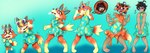 anthro black_hair blonde_hair blue_eyes breasts chibi clothing dress eyewear eyewear_on_head female fur goo_transformation hair orange_body orange_fur shocked small_breasts solo species_transformation sunglasses sunglasses_on_head transformation nageruamado animal_crossing nintendo audie_(animal_crossing) canid canine fox human mammal hi_res