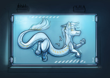ambiguous_gender anthro bdsm bondage bound nude paws solo vacuum_bed wings yellow_eyes krd hasbro my_little_pony zeno_(krd) chimera draconequus 2021 absurd_res hi_res nonbinary_(lore)