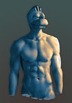 anthro male muscular muscular_anthro muscular_male nude solo study conadolpomp nintendo pokemon generation_1_pokemon machoke pokemon_(species) digital_media_(artwork) digital_painting_(artwork) half-length_portrait painting_(artwork) portrait